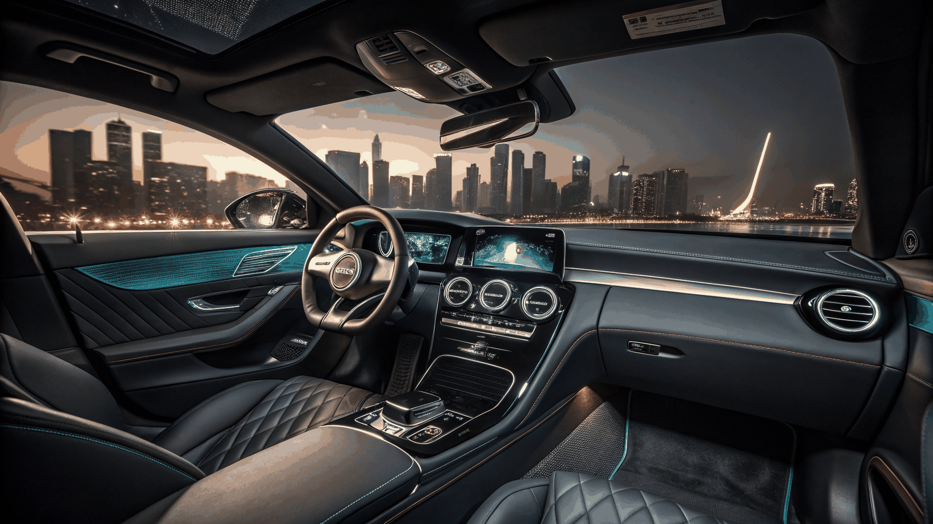 Modern vehicle cockpit equipped with precision car electronics and accessories