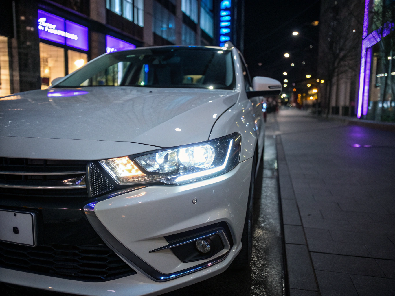 Performance vehicle equipped with emergency and roadside accessories at dusk